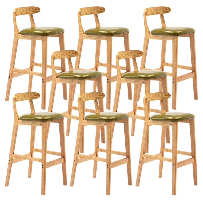 Armless Upholstered Bar Stool Modern Low Back Bar Stool with Wooden Legs