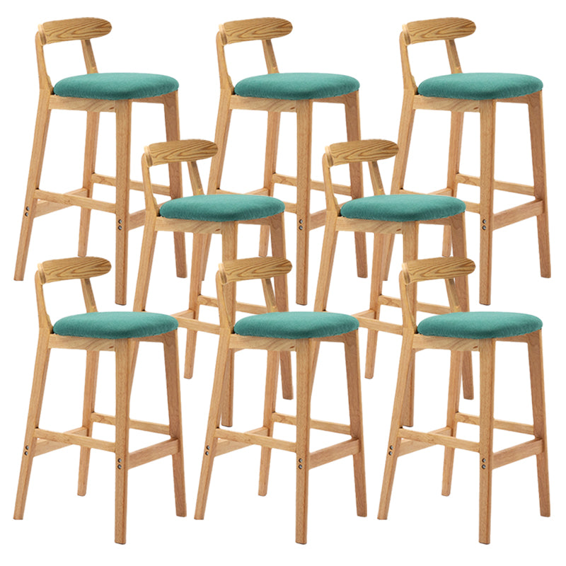 Armless Upholstered Bar Stool Modern Low Back Bar Stool with Wooden Legs