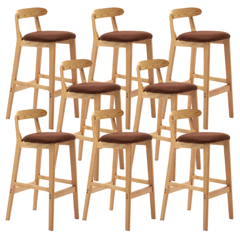Armless Upholstered Bar Stool Modern Low Back Bar Stool with Wooden Legs