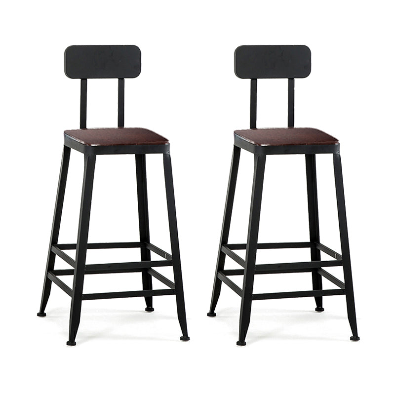 Industrial Black Counter Chair Squared Metal Footrest Counter-height Stool