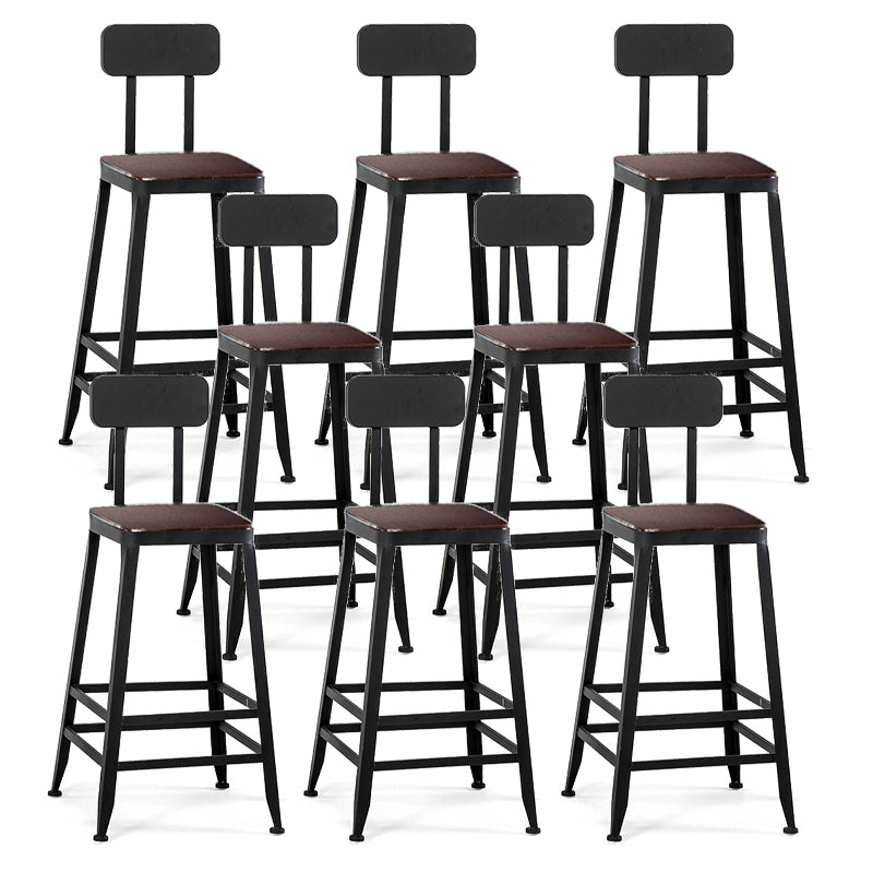 Industrial Black Counter Chair Squared Metal Footrest Counter-height Stool