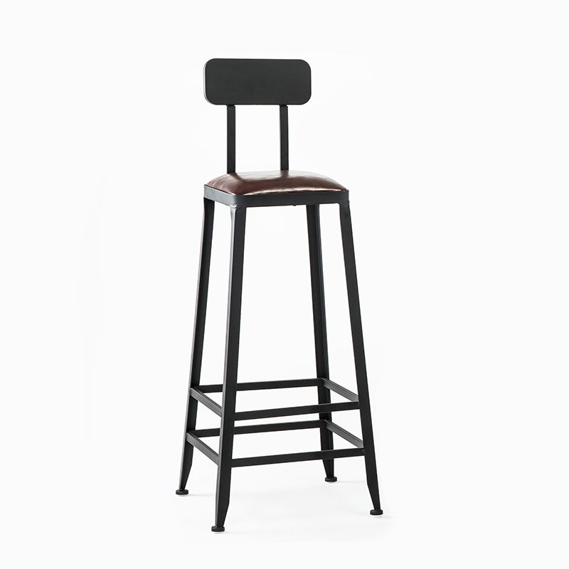 Industrial Black Counter Chair Squared Metal Footrest Counter-height Stool