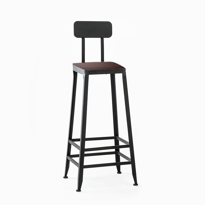 Industrial Black Counter Chair Squared Metal Footrest Counter-height Stool