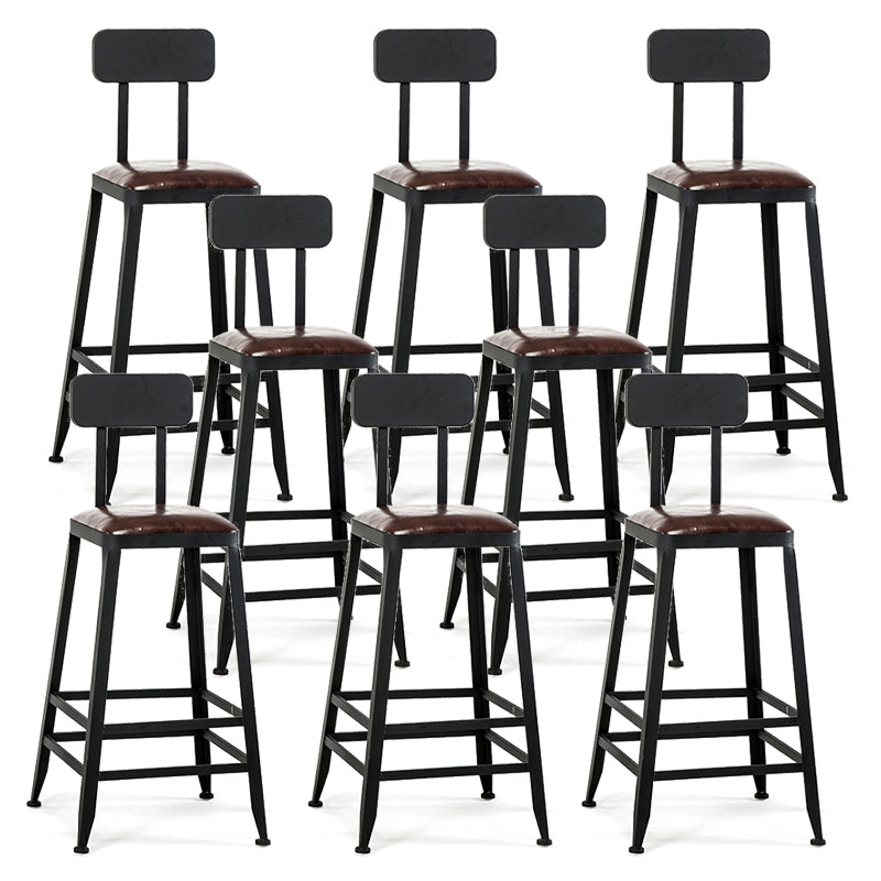 Industrial Black Counter Chair Squared Metal Footrest Counter-height Stool