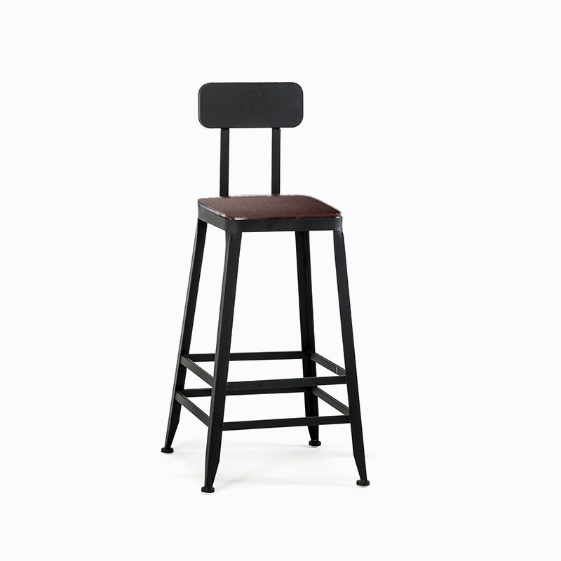 Industrial Black Counter Chair Squared Metal Footrest Counter-height Stool