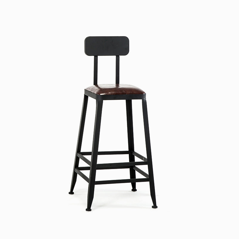 Industrial Black Counter Chair Squared Metal Footrest Counter-height Stool