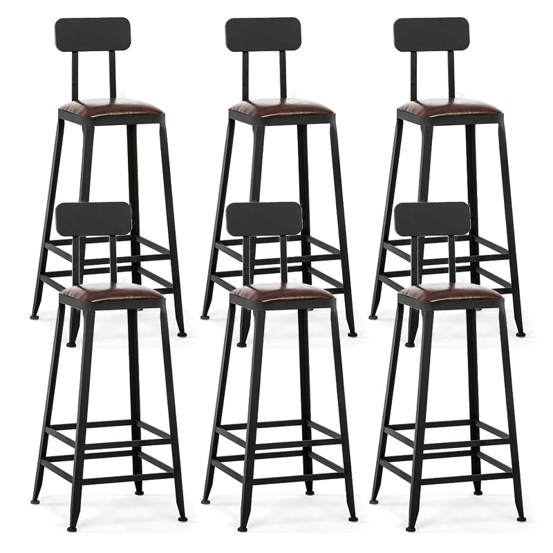 Industrial Black Counter Chair Squared Metal Footrest Counter-height Stool