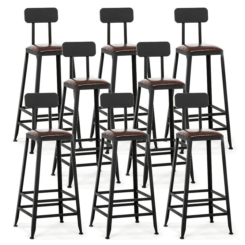 Industrial Black Counter Chair Squared Metal Footrest Counter-height Stool