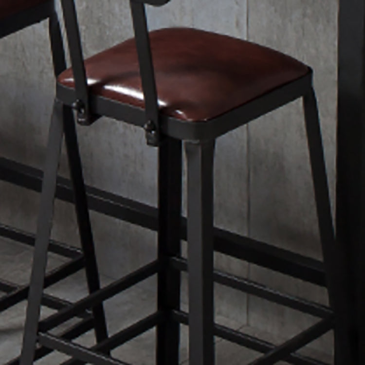 Industrial Black Counter Chair Squared Metal Footrest Counter-height Stool