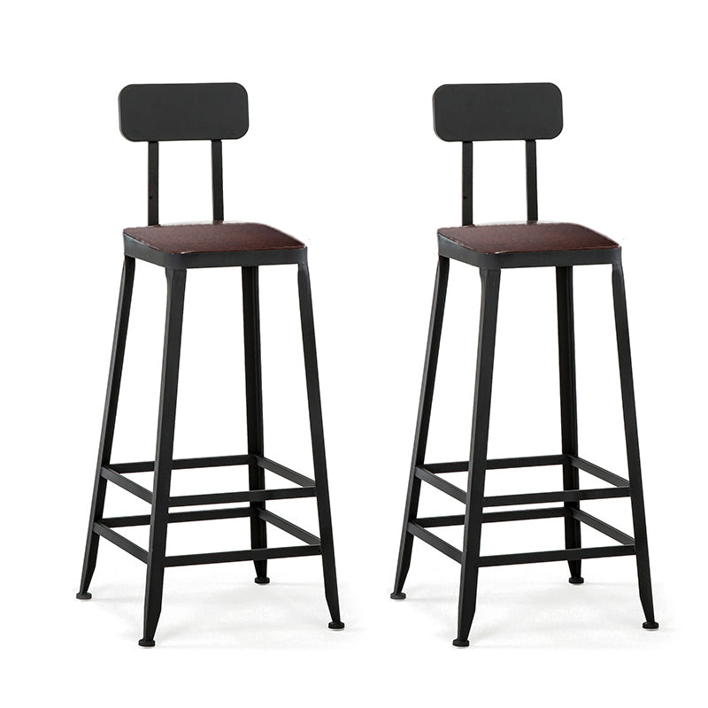 Industrial Black Counter Chair Squared Metal Footrest Counter-height Stool