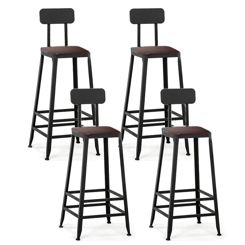 Industrial Black Counter Chair Squared Metal Footrest Counter-height Stool
