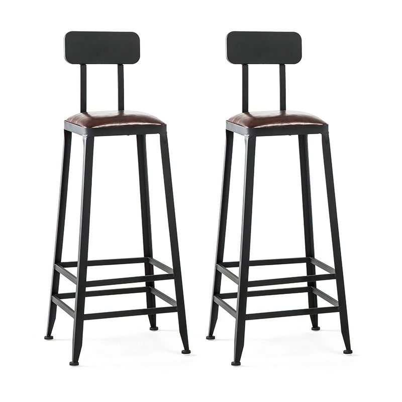 Industrial Black Counter Chair Squared Metal Footrest Counter-height Stool