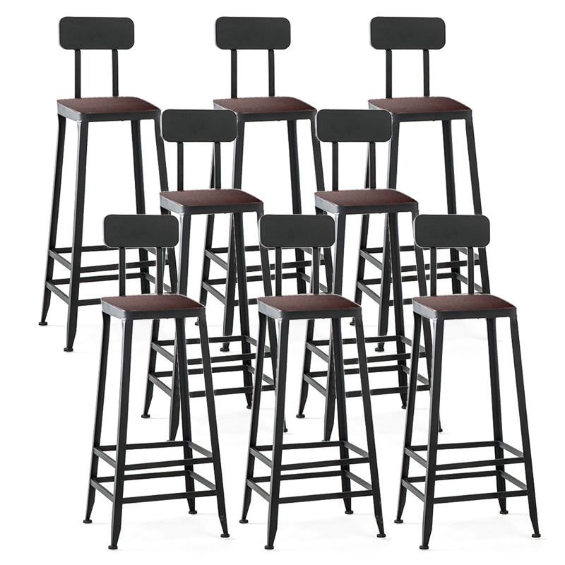 Industrial Black Counter Chair Squared Metal Footrest Counter-height Stool