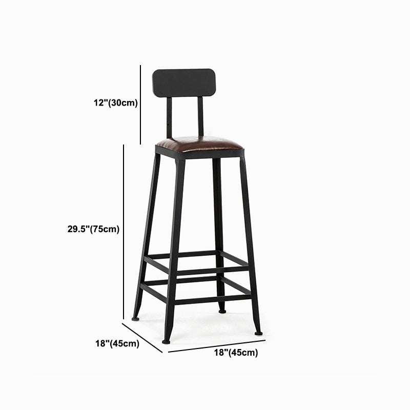 Industrial Black Counter Chair Squared Metal Footrest Counter-height Stool