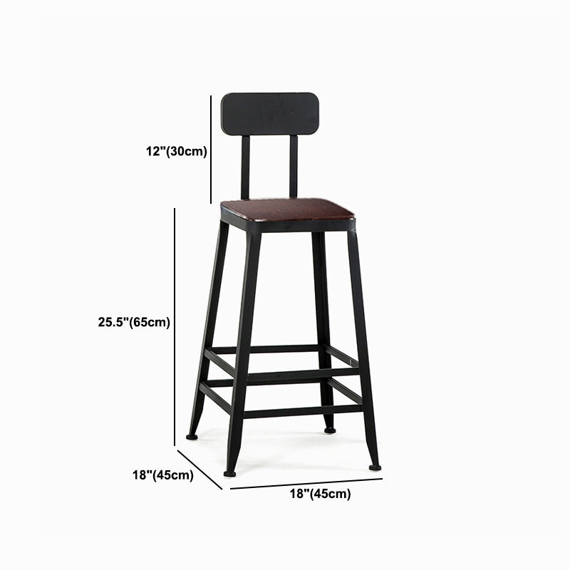 Industrial Black Counter Chair Squared Metal Footrest Counter-height Stool