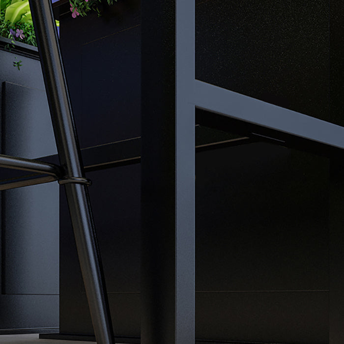 Outdoor Industrial Counter Stool Wood and Metal Black Footrest Bar Stool