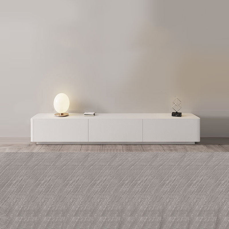 Modern Style White TV Stand, Stone/ Wood TV Console with Drawers