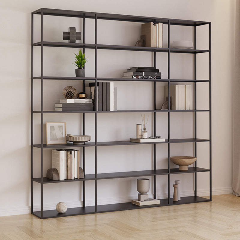 Modern Open Storage Bookcase 9.8" W Iron Frame Bookshelf with Shelves