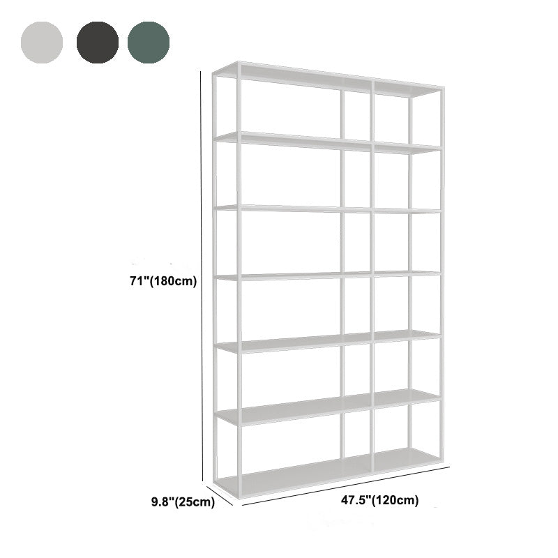 Modern Open Storage Bookcase 9.8" W Iron Frame Bookshelf with Shelves