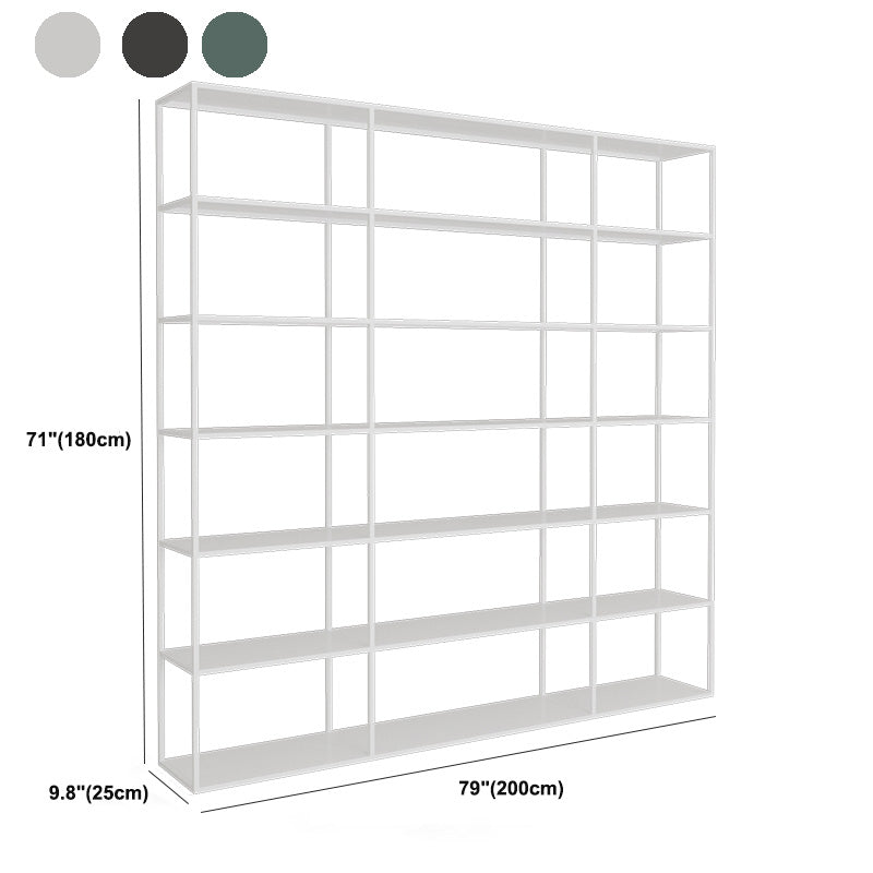 Modern Open Storage Bookcase 9.8" W Iron Frame Bookshelf with Shelves