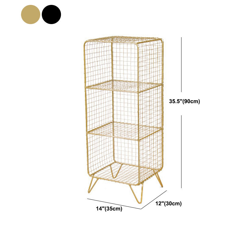Modern Metal Bookshelf Standard Vertical Closed Back Bookcase in Burnish