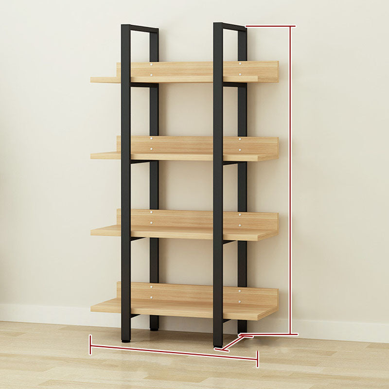 Contemporary Metal and Wooden Bookshelf Open Shelf Bookcase with Shelves