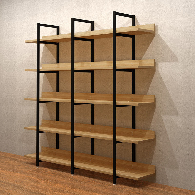 Contemporary Metal and Wooden Bookshelf Open Shelf Bookcase with Shelves