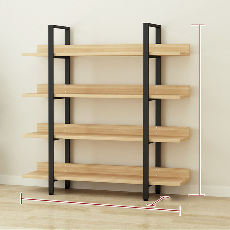 Contemporary Metal and Wooden Bookshelf Open Shelf Bookcase with Shelves