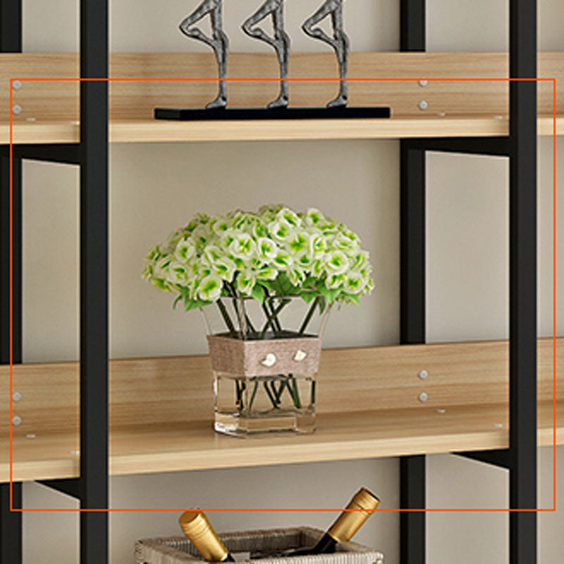 Contemporary Metal and Wooden Bookshelf Open Shelf Bookcase with Shelves