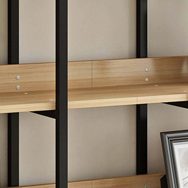 Contemporary Metal and Wooden Bookshelf Open Shelf Bookcase with Shelves