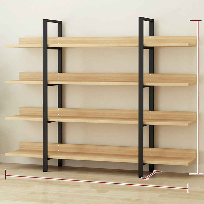 Contemporary Metal and Wooden Bookshelf Open Shelf Bookcase with Shelves