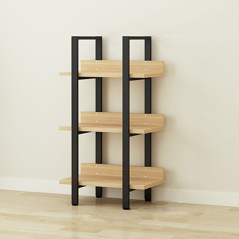 Contemporary Metal and Wooden Bookshelf Open Shelf Bookcase with Shelves