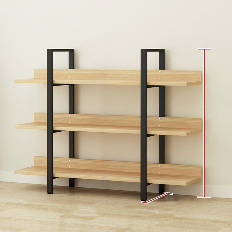 Contemporary Metal and Wooden Bookshelf Open Shelf Bookcase with Shelves