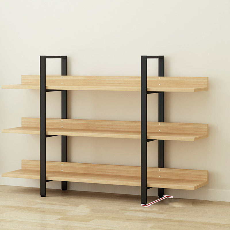 Contemporary Metal and Wooden Bookshelf Open Shelf Bookcase with Shelves