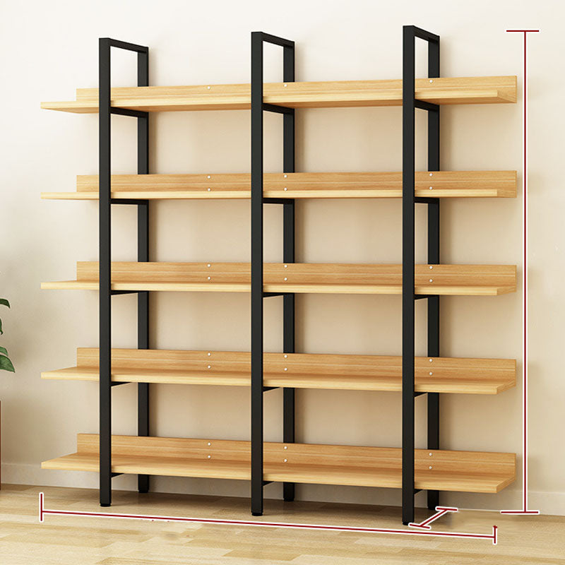 Contemporary Metal and Wooden Bookshelf Open Shelf Bookcase with Shelves