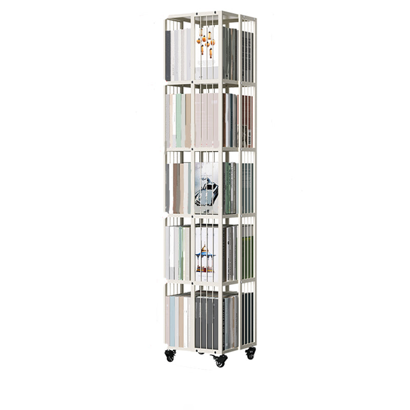 Modern Metal Bookshelf Standard Closed Back Vertical Bookcase in Burnish