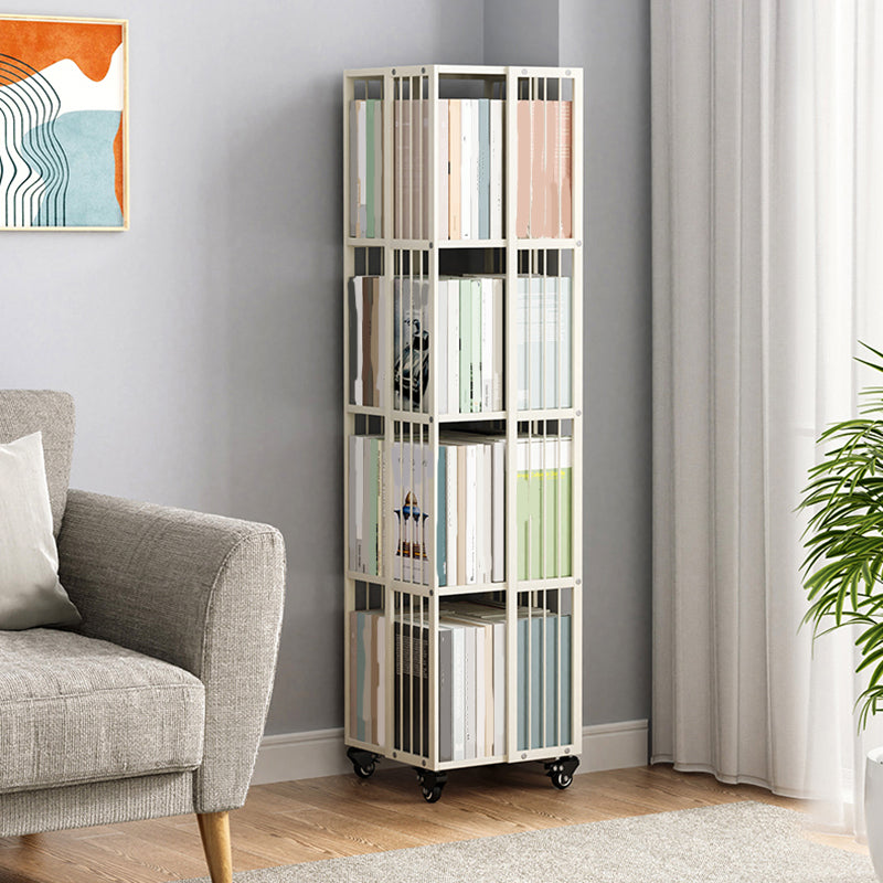 Modern Metal Bookshelf Standard Closed Back Vertical Bookcase in Burnish
