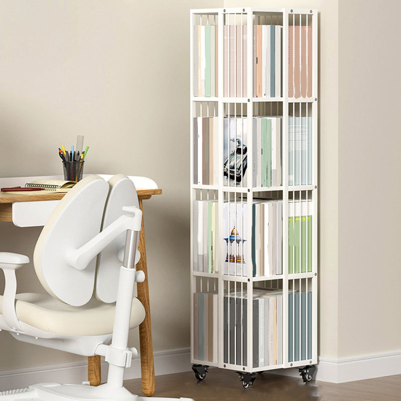 Modern Metal Bookshelf Standard Closed Back Vertical Bookcase in Burnish