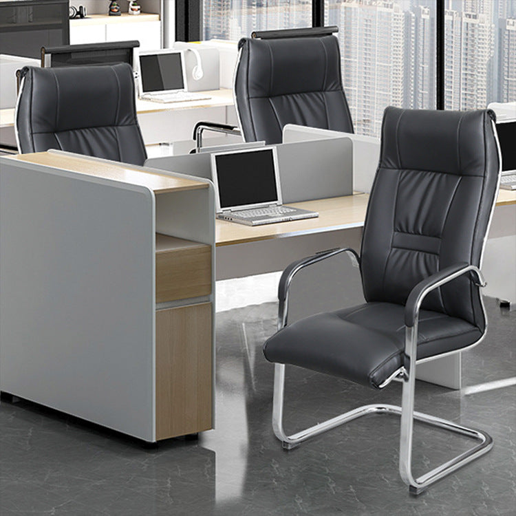 Modern Fixed Arms Office Chair Leather Ergonomic Gaming Chair