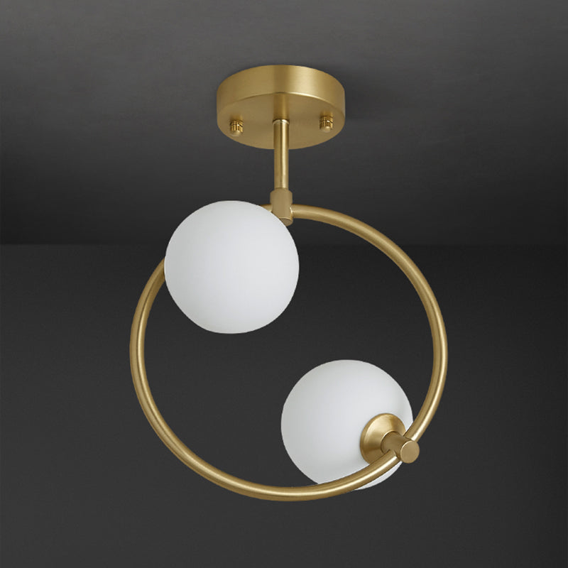 Contemporary Globe Flush Light Fixture Glass Flush Mount Lamps in Gold