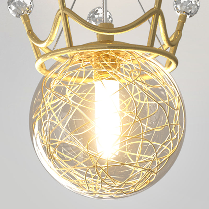 Contemporary Crown Flush Light Fixture Glass 1 Light Flush Mount Lamps in Gold