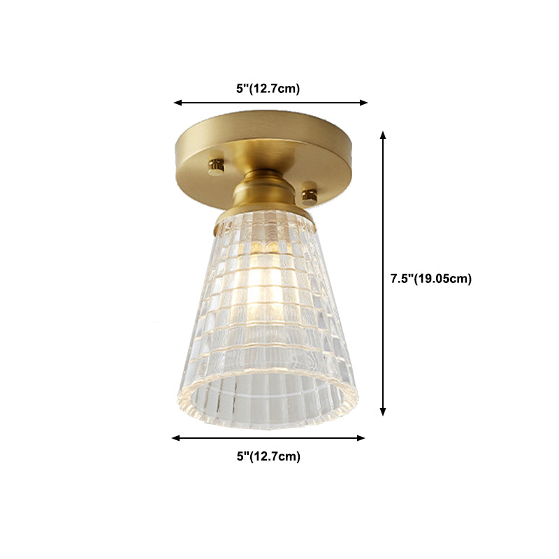 Golden Single Flush Mount Lighting Modernism Glass Shaded Ceiling Light