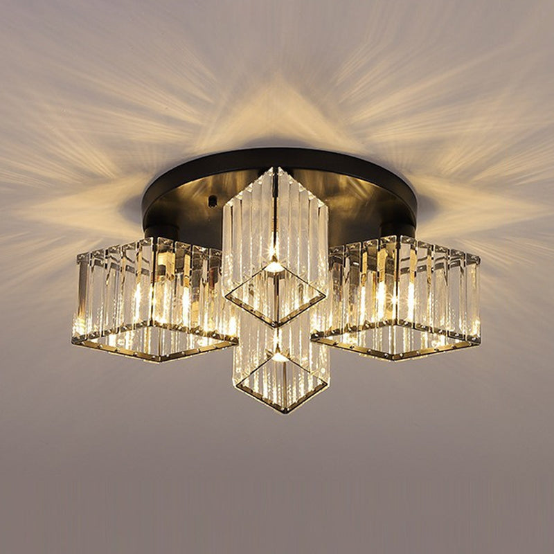 3/4/5/6-Light Golden Flush Mount Lighting Modernism Glass Shaded Ceiling Light