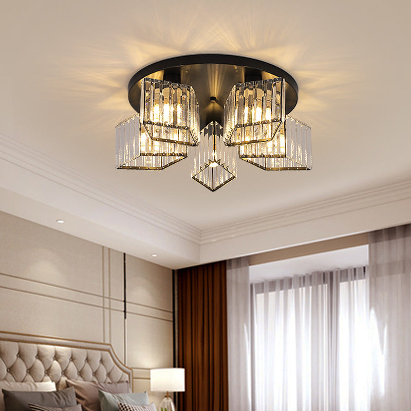 3/4/5/6-Light Golden Flush Mount Lighting Modernism Glass Shaded Ceiling Light