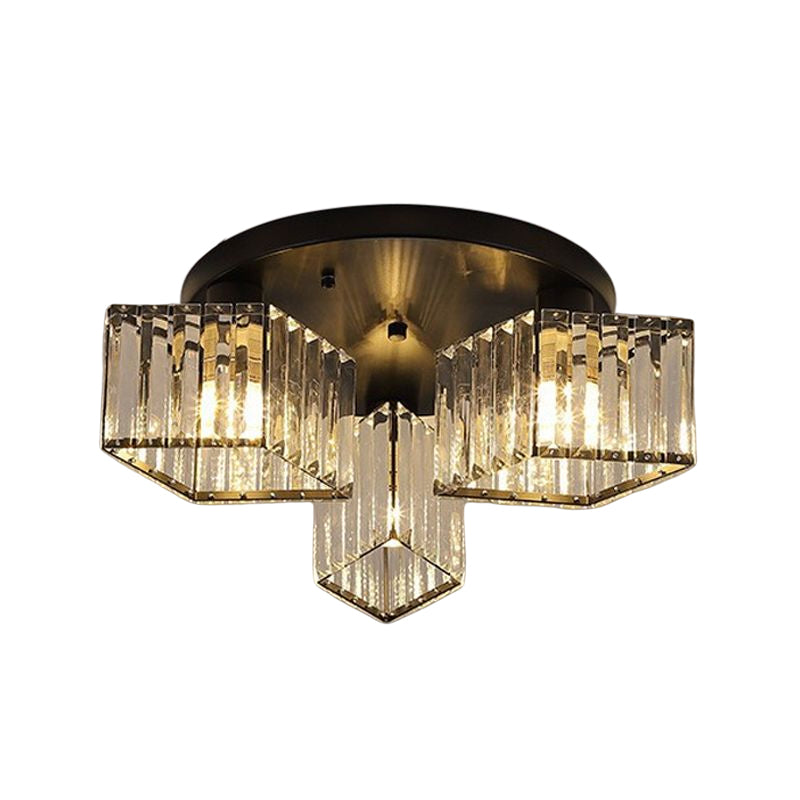 3/4/5/6-Light Golden Flush Mount Lighting Modernism Glass Shaded Ceiling Light