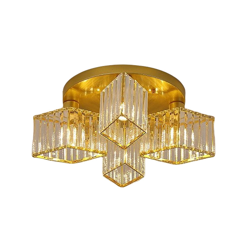 3/4/5/6-Light Golden Flush Mount Lighting Modernism Glass Shaded Ceiling Light