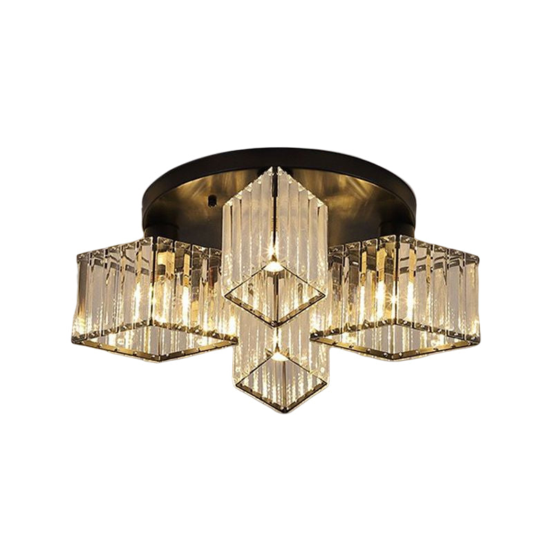 3/4/5/6-Light Golden Flush Mount Lighting Modernism Glass Shaded Ceiling Light