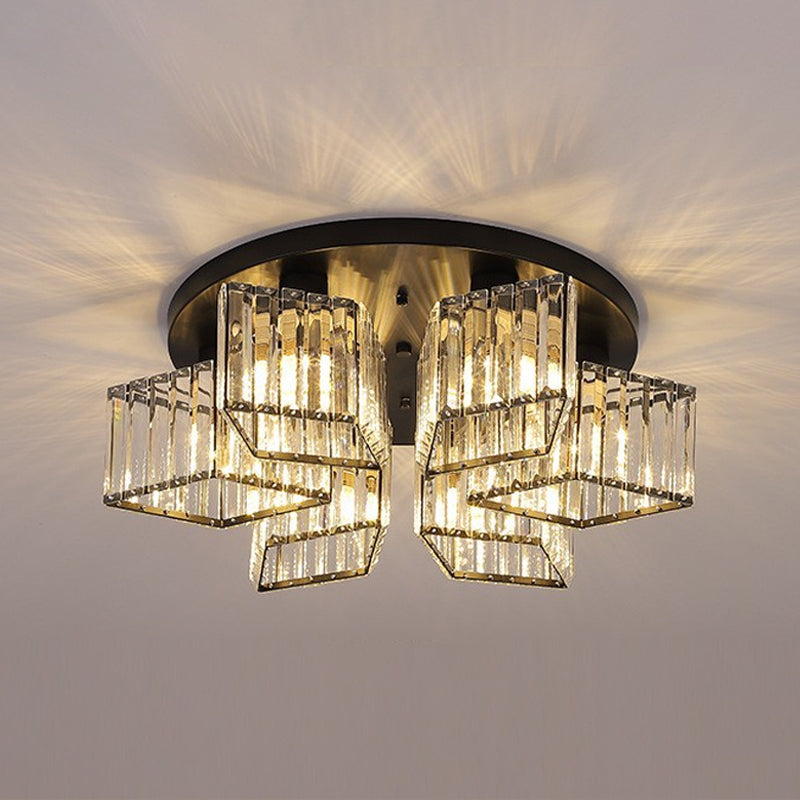 3/4/5/6-Light Golden Flush Mount Lighting Modernism Glass Shaded Ceiling Light