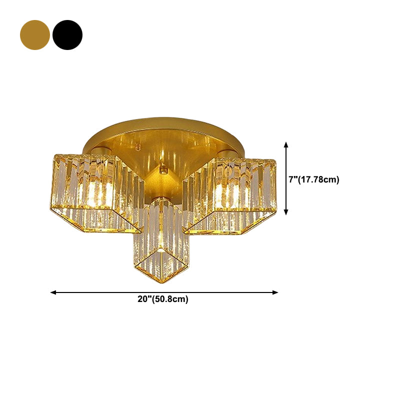 3/4/5/6-Light Golden Flush Mount Lighting Modernism Glass Shaded Ceiling Light