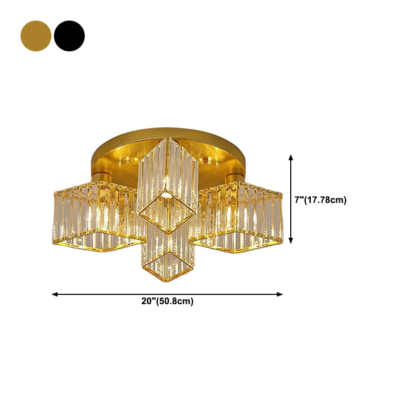 3/4/5/6-Light Golden Flush Mount Lighting Modernism Glass Shaded Ceiling Light